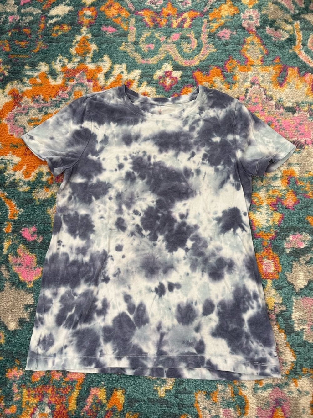Danskin Navy and White Tie-Dye Crew Tee